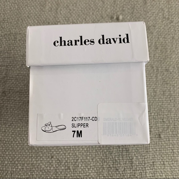 Charles David bow slipper sandals velvet green - Picture 13 of 14